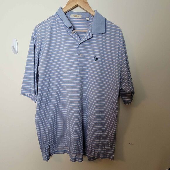 Peter Millar Double Mercerized Cotton Striped Golf Polo Large - Picture 1 of 4